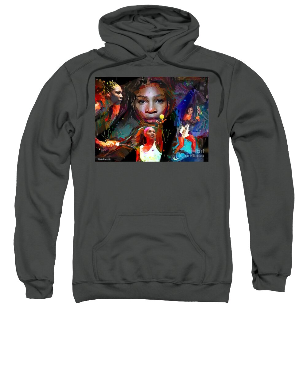 Serena Williams Sweatshirt featuring the mixed media Serena Williams #2 by Carl Gouveia