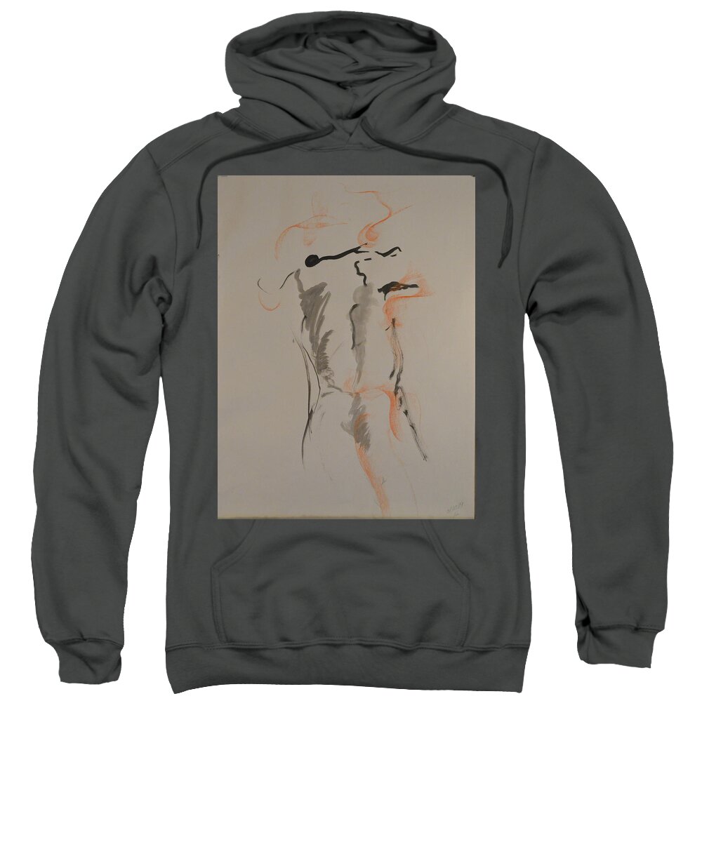 Life Model Sketch Sweatshirt featuring the drawing 2019-03-01-02 by Jean-Marc Robert