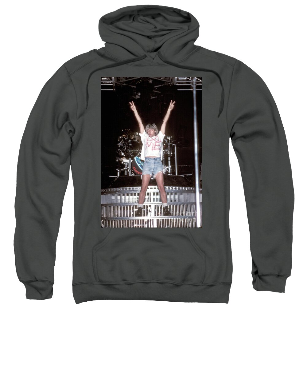 Def Leppard Sweatshirt featuring the photograph Def Leppard Joe Elliott #4 by Concert Photos