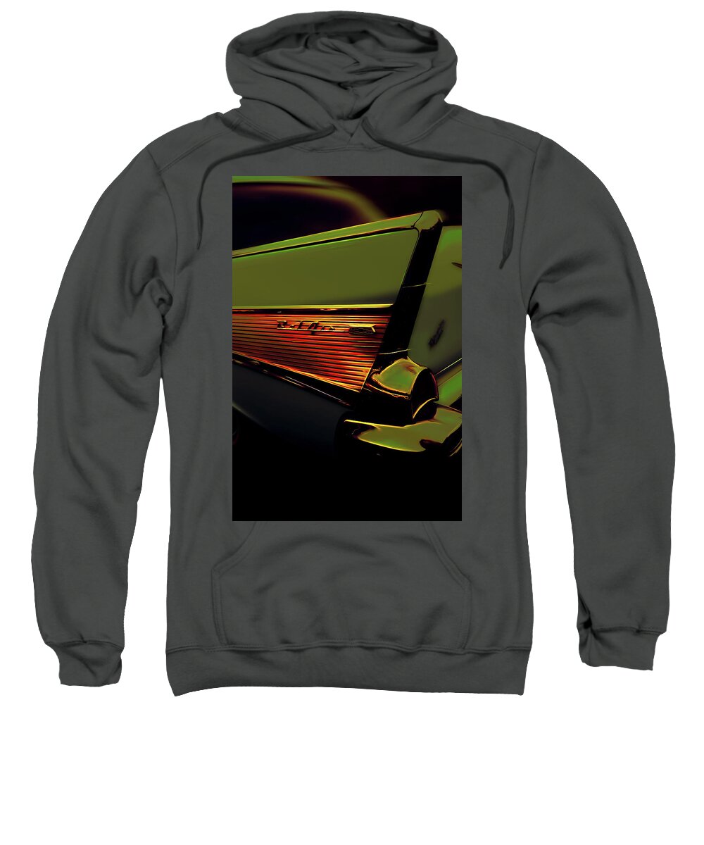 Chevy Sweatshirt featuring the photograph 57 Chevy Bel-Air - Lines of an Icon by Carl H Payne