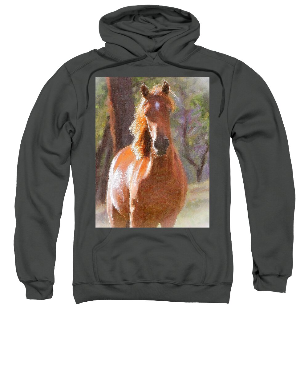 Horse Sweatshirt featuring the pastel A horse by Chris Armytage