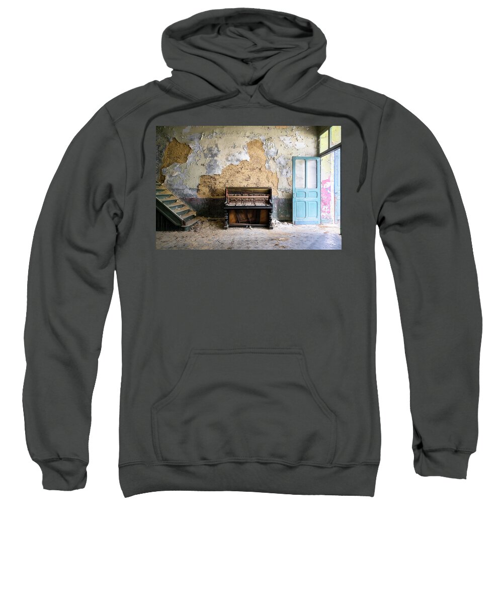 Abandoned Sweatshirt featuring the photograph Abandoned Piano in Decay by Roman Robroek