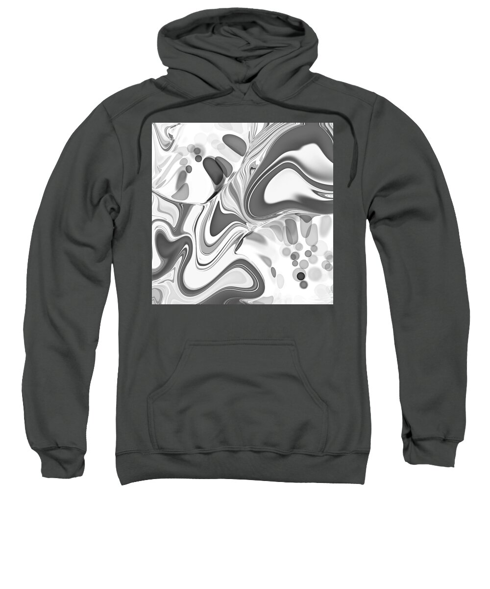 Abstract Sweatshirt featuring the painting Abstract Art marble pattern Black and White by Patricia Piotrak