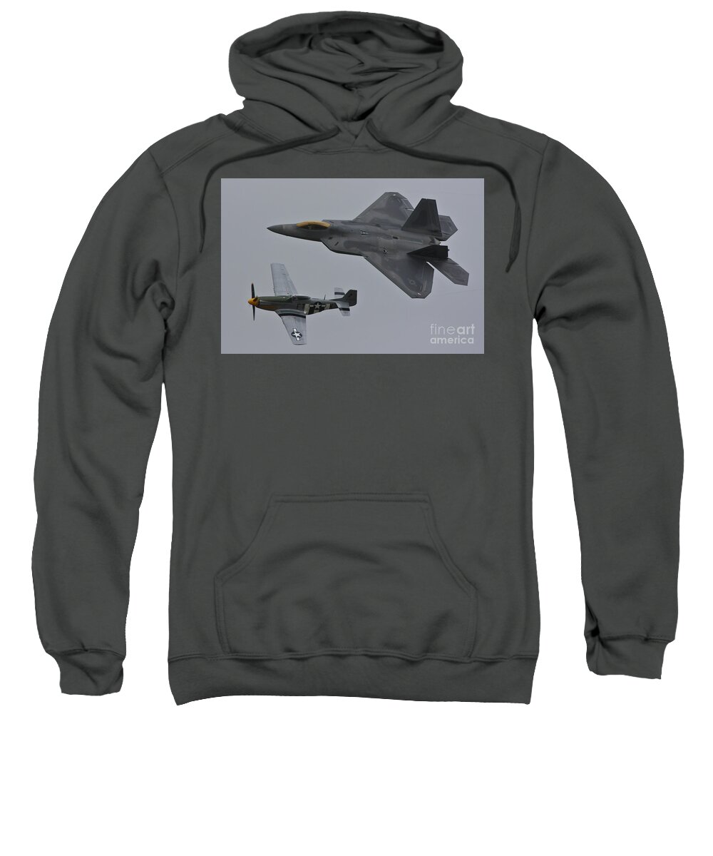 F22 P51 Sweatshirt featuring the photograph Aerial Domination by Greg Smith