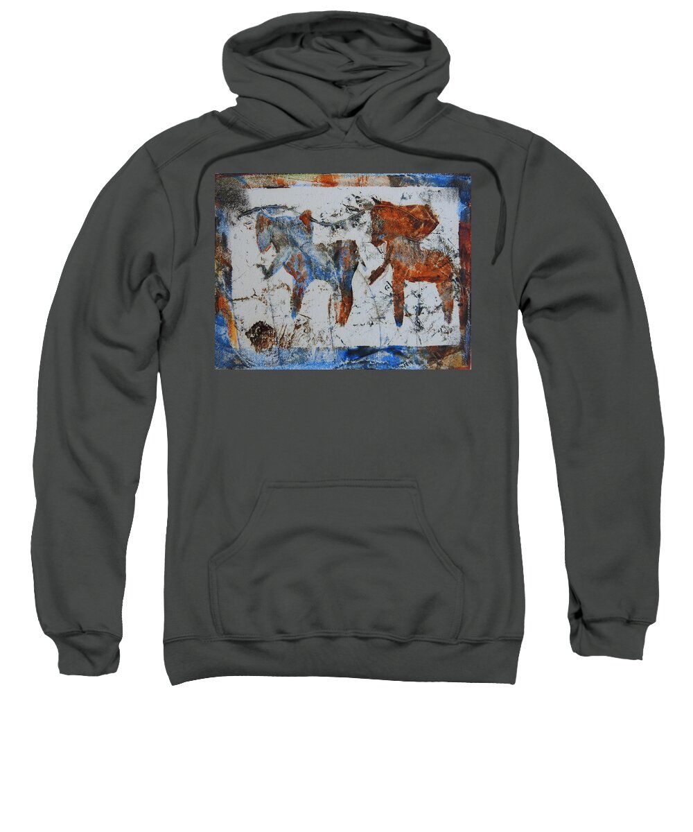 Ethnic Sweatshirt featuring the painting African Safari Elephants by Ilona Petzer