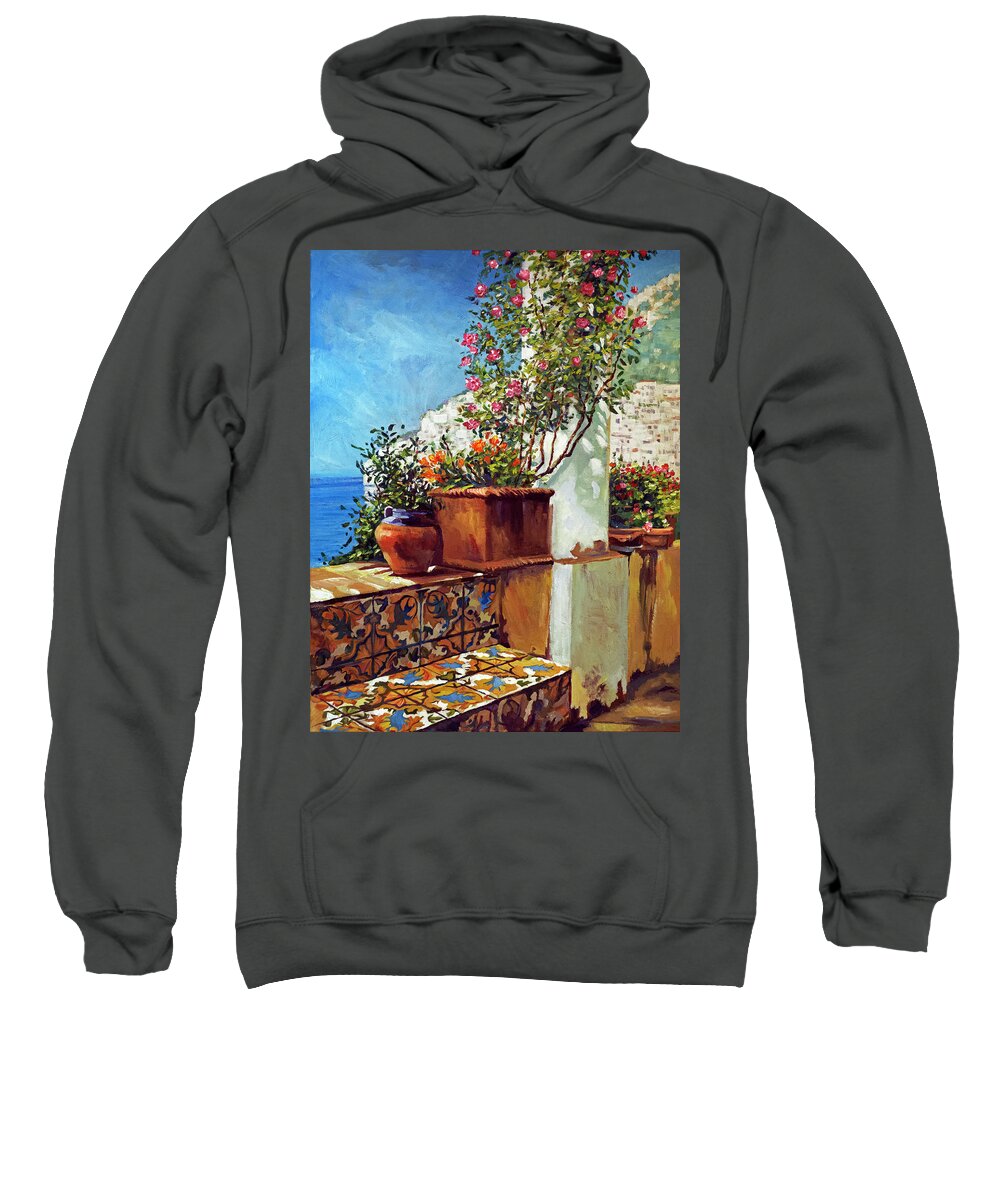 Landscape Sweatshirt featuring the painting Amalfi Coast Impressions by David Lloyd Glover