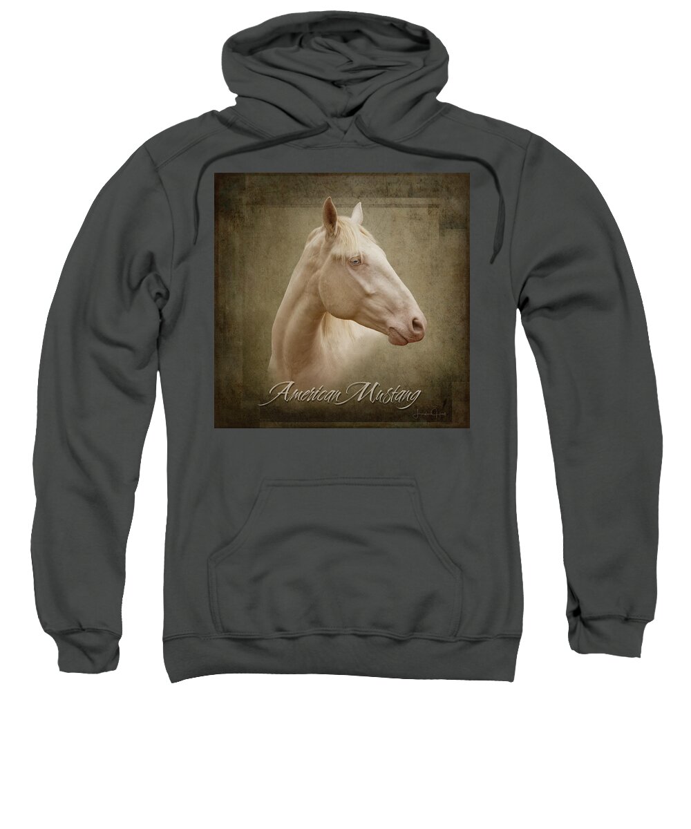 Horses Sweatshirt featuring the digital art American Mustang by Linda Lee Hall