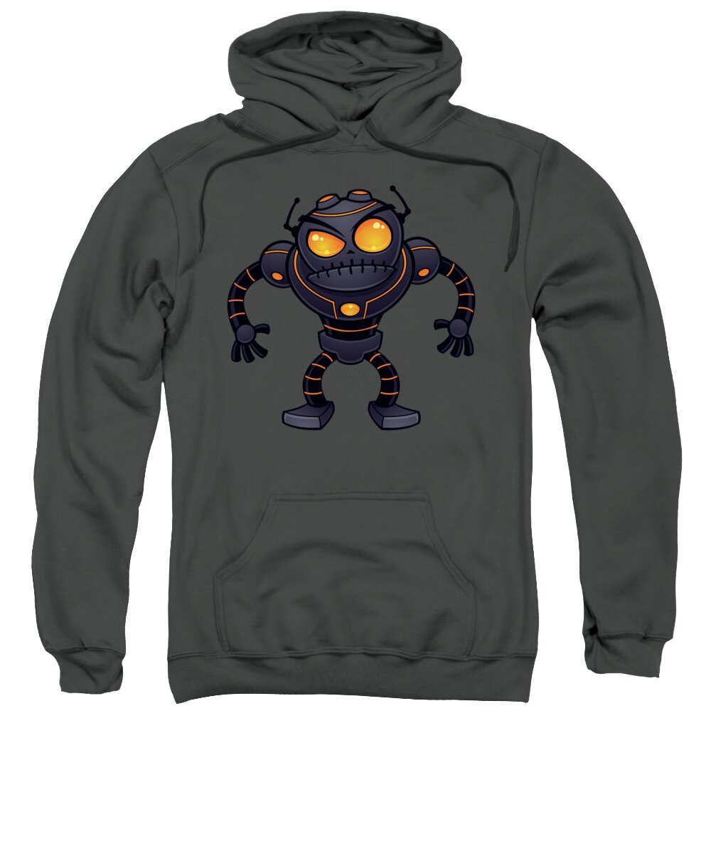 Robot Sweatshirt featuring the digital art Angry Robot by John Schwegel