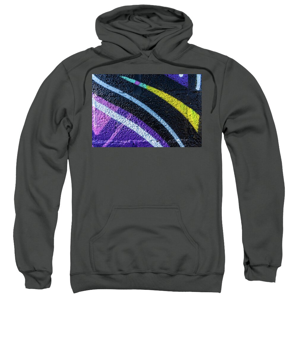 Abstract Sweatshirt featuring the photograph Background with wall texture painted with colorful lines. by Joaquin Corbalan