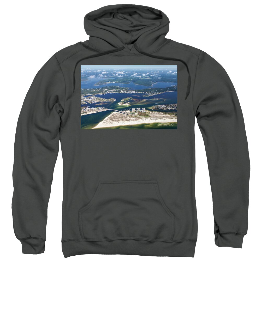 Gulf Shores Sweatshirt featuring the photograph Backwaters 5122-A by Gulf Coast Aerials -
