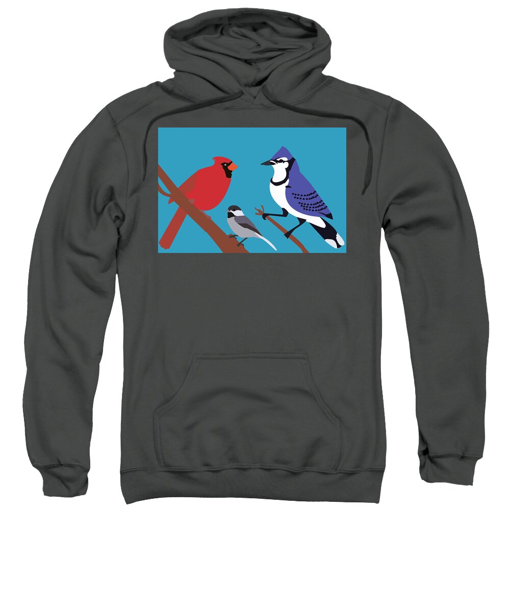 Birds Sweatshirt featuring the digital art Backyard birds by Caroline Elgin