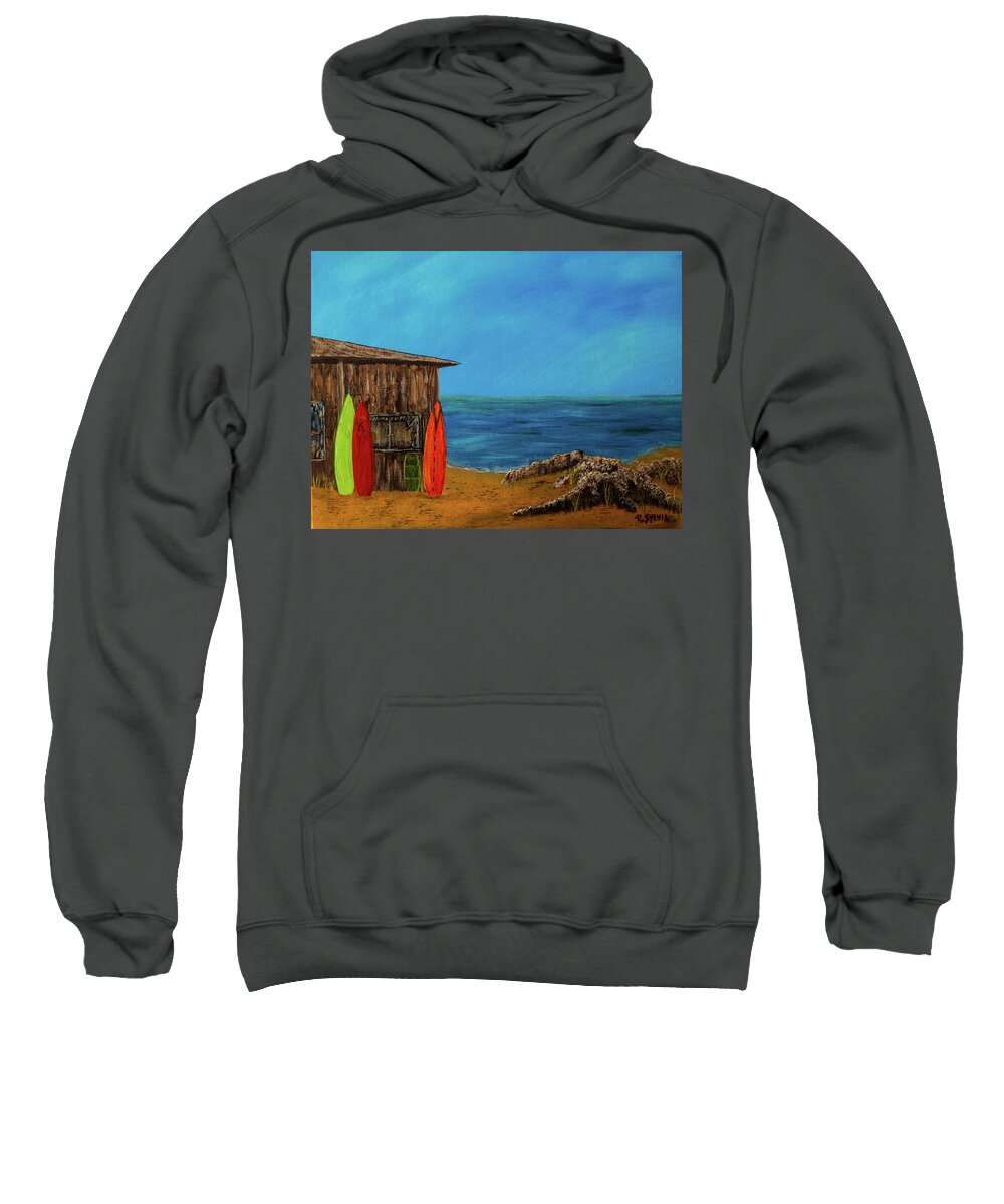 Beach Sweatshirt featuring the painting Beach House by Randy Sylvia