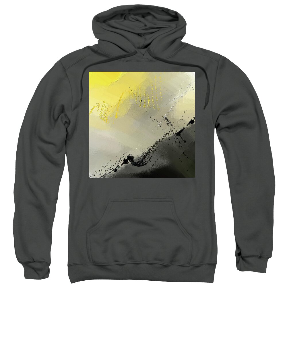 Yellow Sweatshirt featuring the painting Bit Of Sun - Yellow And Gray Modern Art by Lourry Legarde