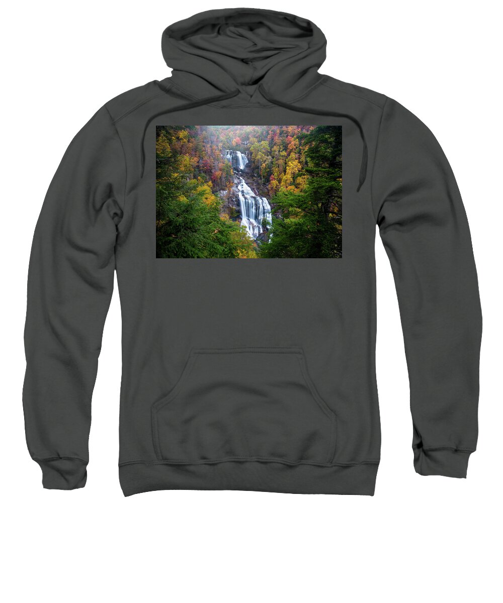 Landscape Sweatshirt featuring the photograph Blue Ridge Mountains Asheville NC Whitewater Falls Autumn Scenic by Robert Stephens