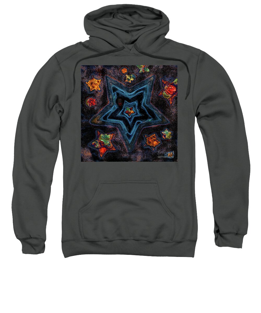 Abstract Sweatshirt featuring the ceramic art Bluestar Ceramic Tile Reproduction by Roslyn Wilkins