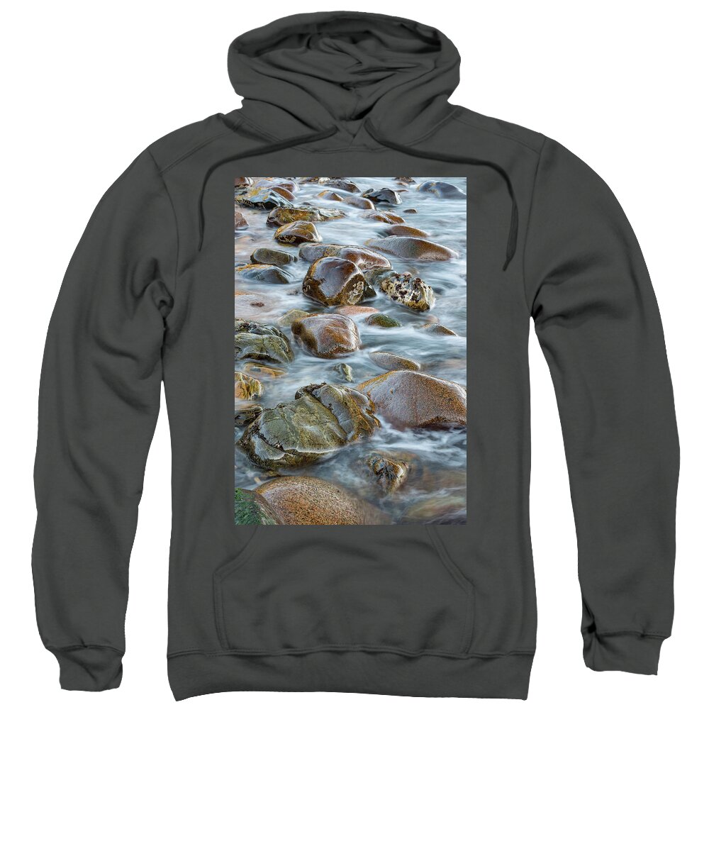 Jeff Foott Sweatshirt featuring the photograph Boulder Beach Surf In Acadia by Jeff Foott