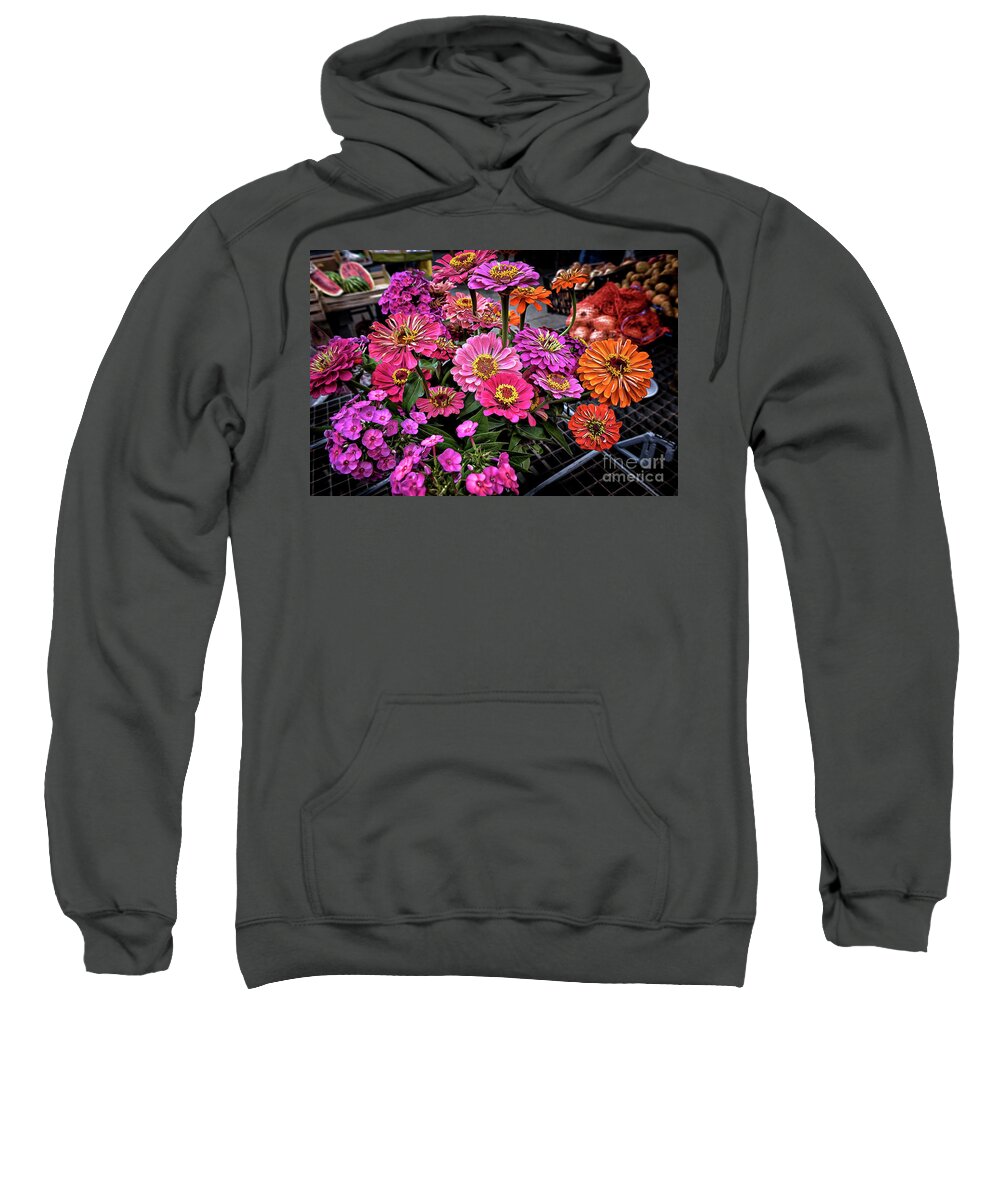 Top Artist Sweatshirt featuring the photograph Bright Croatian Market Flowers by Norman Gabitzsch