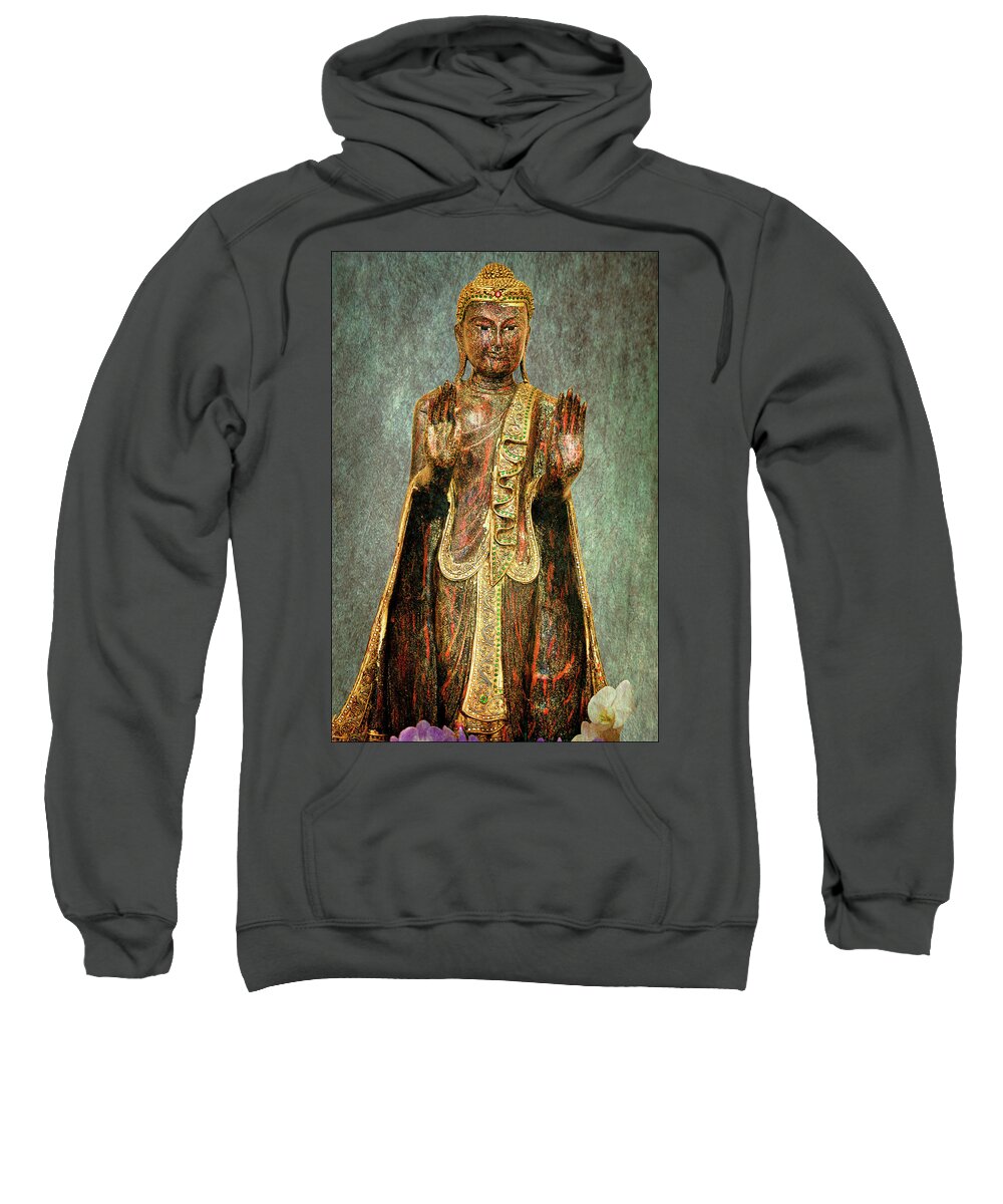 Sacred Sweatshirt featuring the photograph Buddha at Abhayagiri Monastery by Andy Romanoff