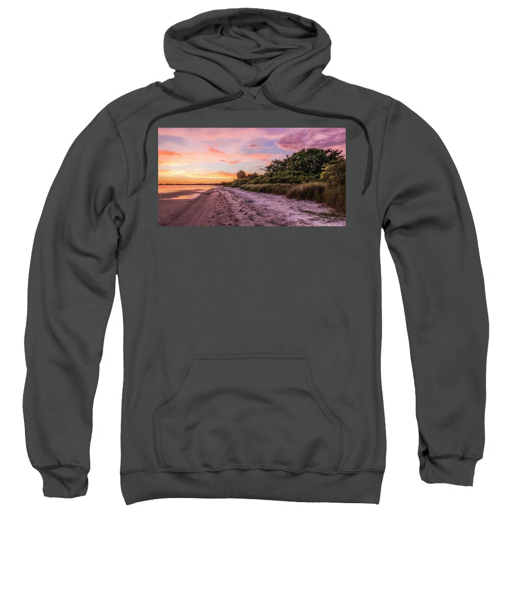 Seascape Sweatshirt featuring the photograph Bunche Beach Sunset by Ginger Stein