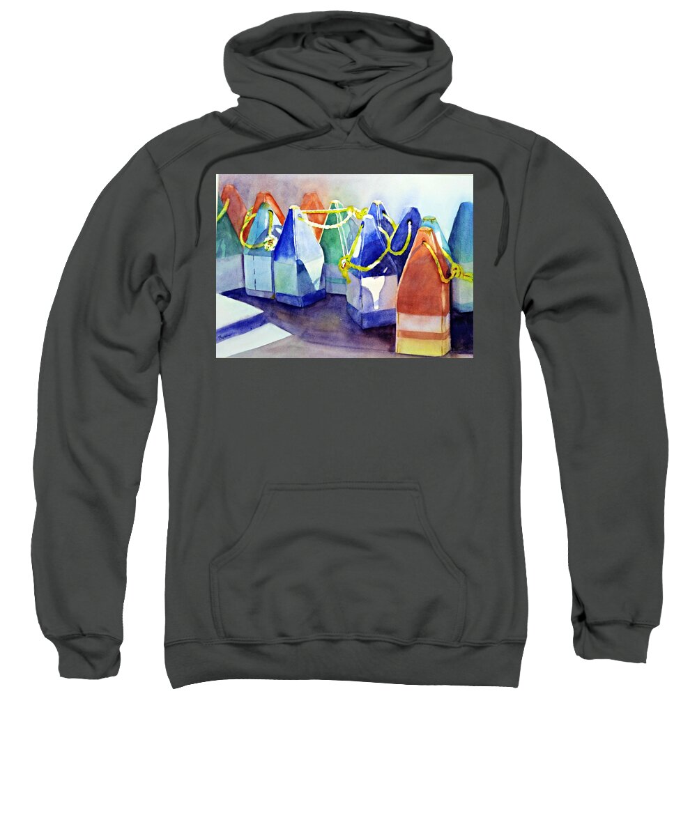 Sea Sweatshirt featuring the painting Buoys by Beth Fontenot