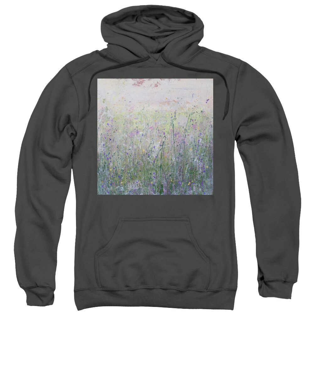 Acrylic Sweatshirt featuring the painting Buttercups and Bluebells by Brenda O'Quin