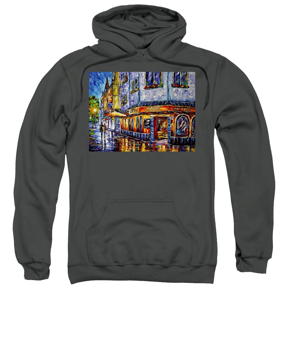 Beautiful Germany Sweatshirt featuring the painting Cafe Goethe by Mirek Kuzniar