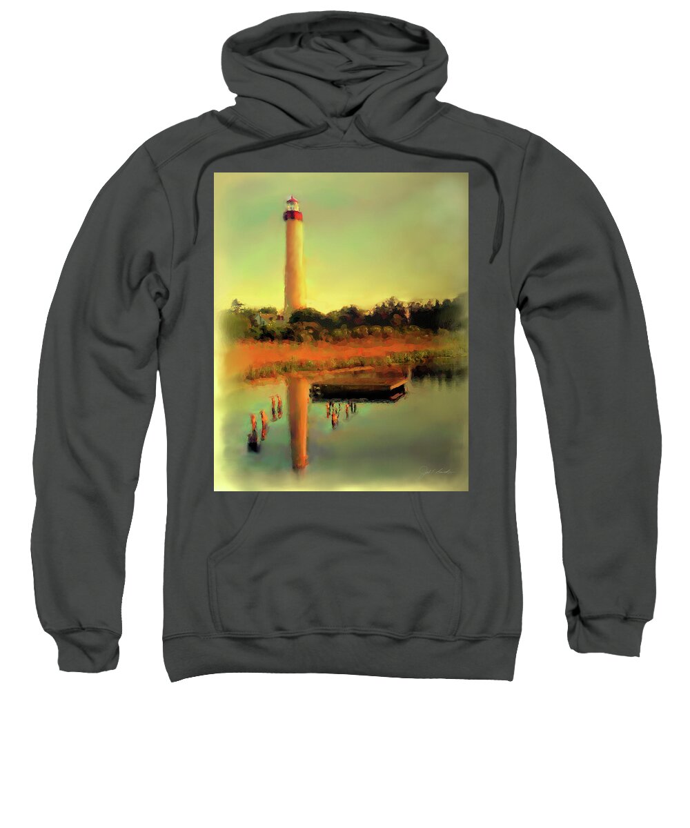 Cape May Lighthouse Sweatshirt featuring the painting Cape May Lighthouse by Joel Smith