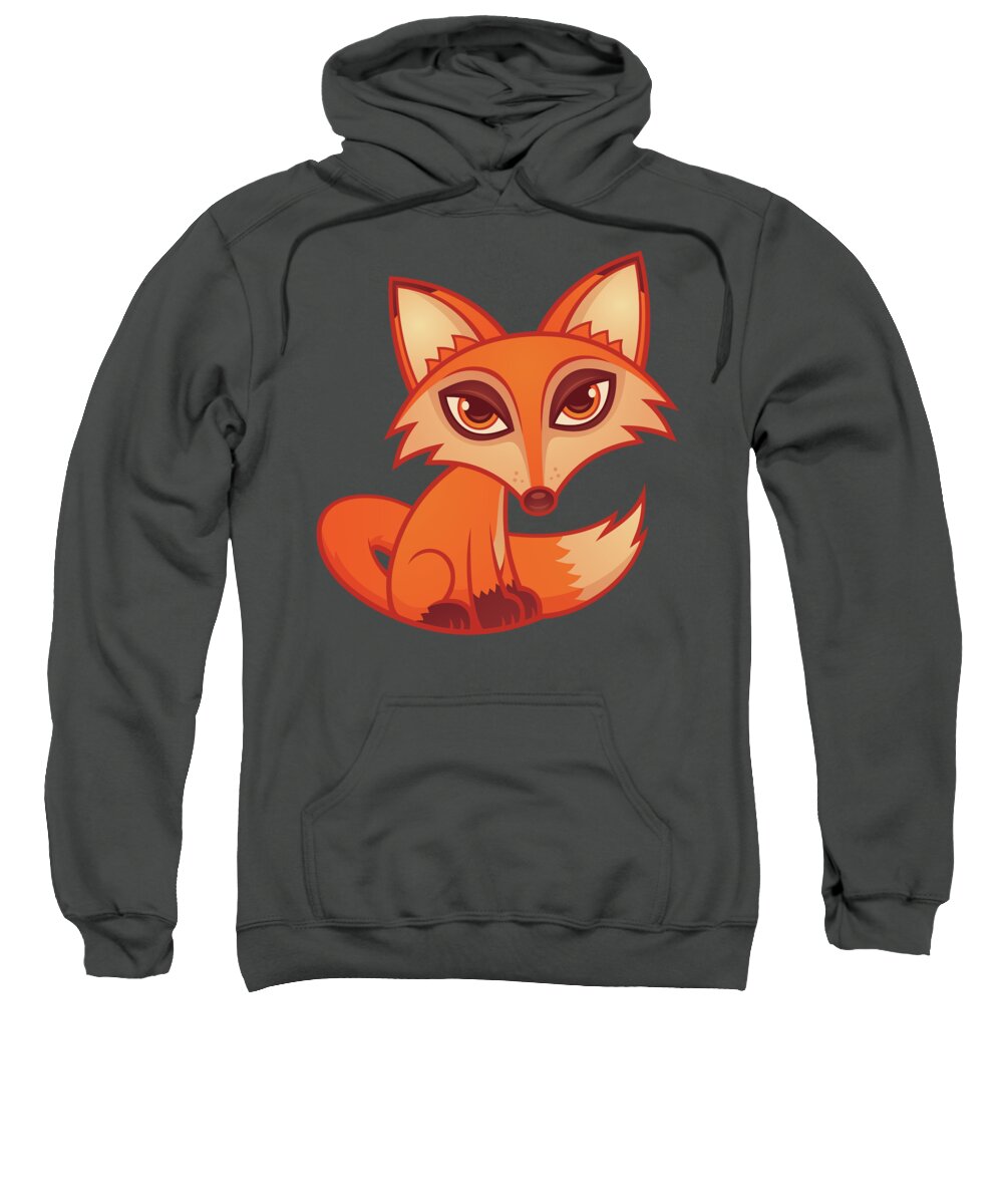 Animal Sweatshirt featuring the digital art Cartoon Red Fox by John Schwegel