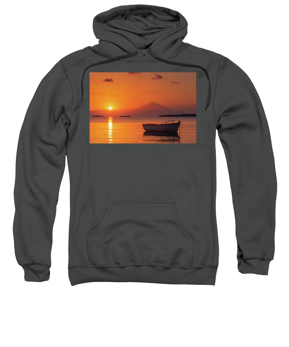 Aegean Sea Sweatshirt featuring the photograph Chalkidiki Sunrise by Evgeni Dinev