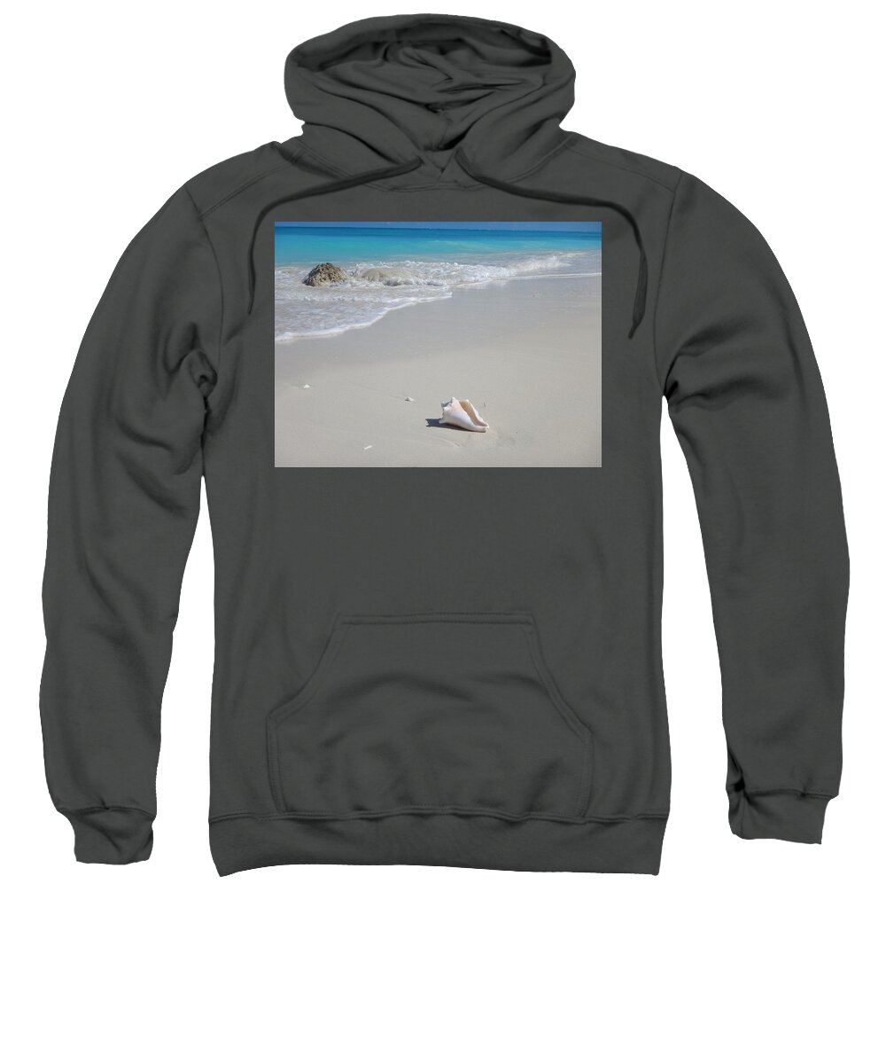 Conch Sweatshirt featuring the photograph Conch Shell at Leeward Beach Turks and Caicos by Patricia Caron