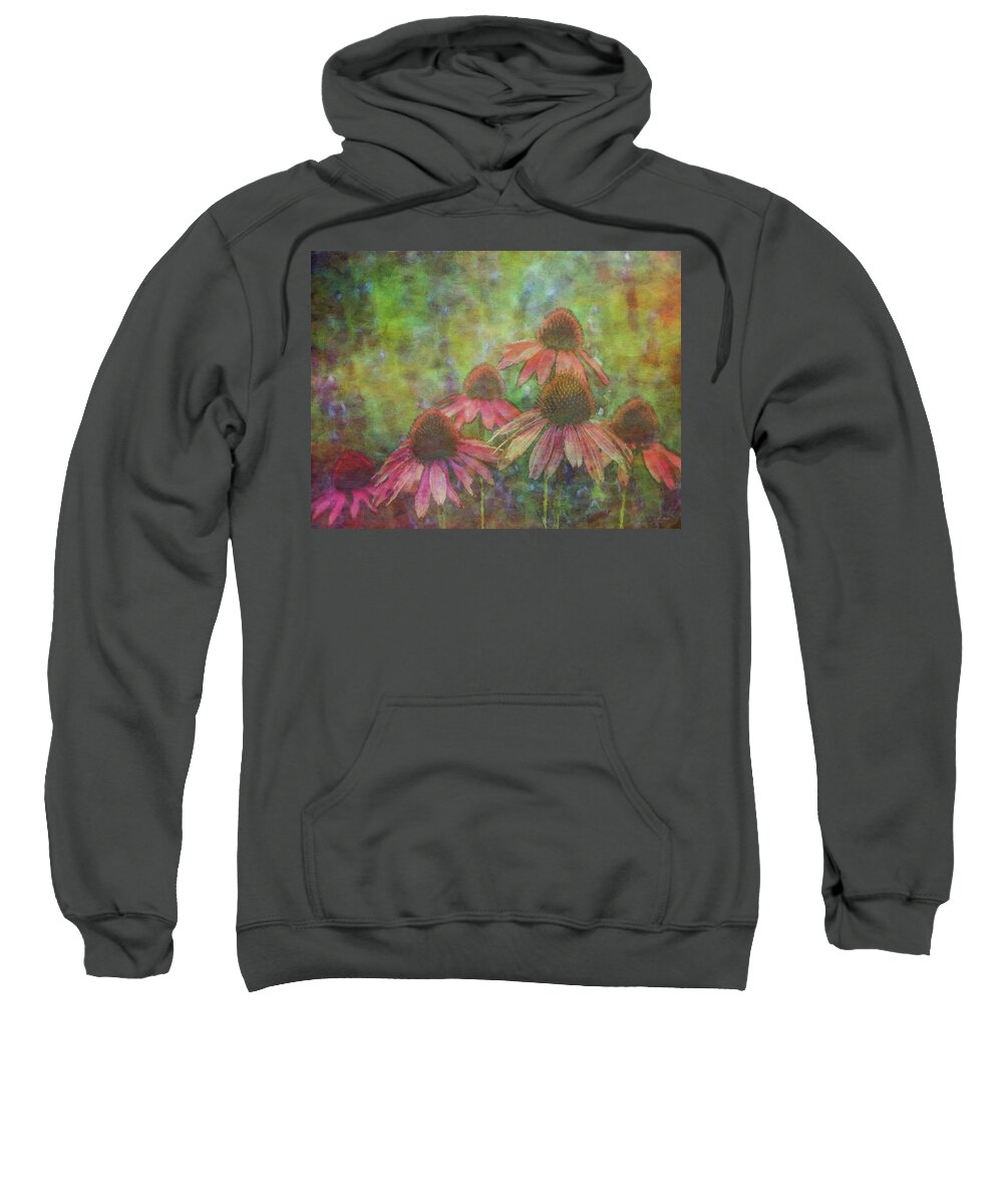Impressionist Sweatshirt featuring the photograph Coneflowers Among The Lavender 1667 IDP_2 by Steven Ward
