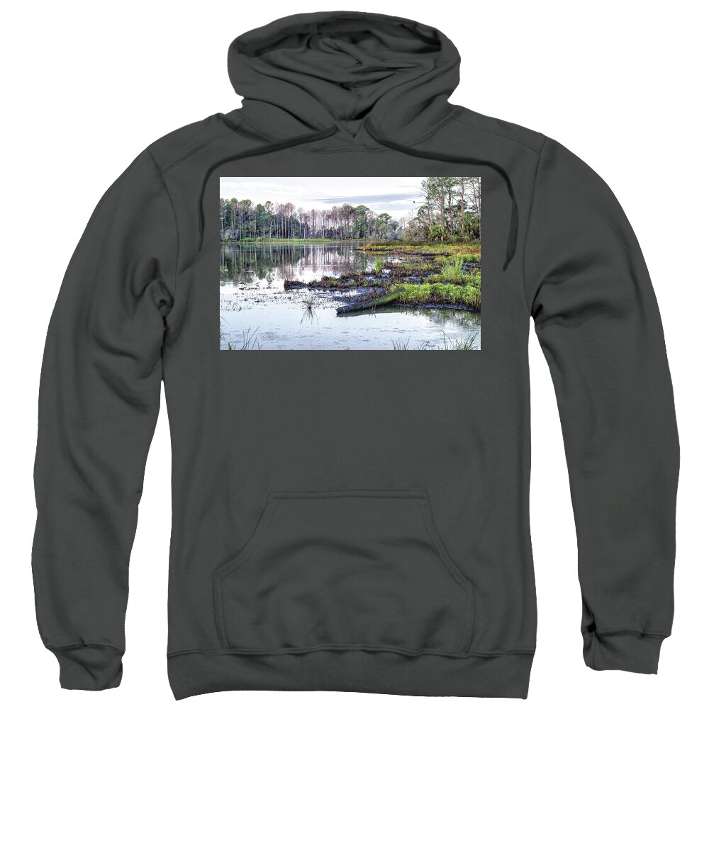 Coosaw Sweatshirt featuring the photograph Coosaw - Early Morning Rice Field by Scott Hansen