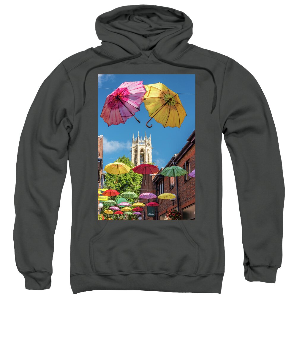 All Saints Pavement Sweatshirt featuring the photograph Coppergate and All Saints Pavement, York by David Ross