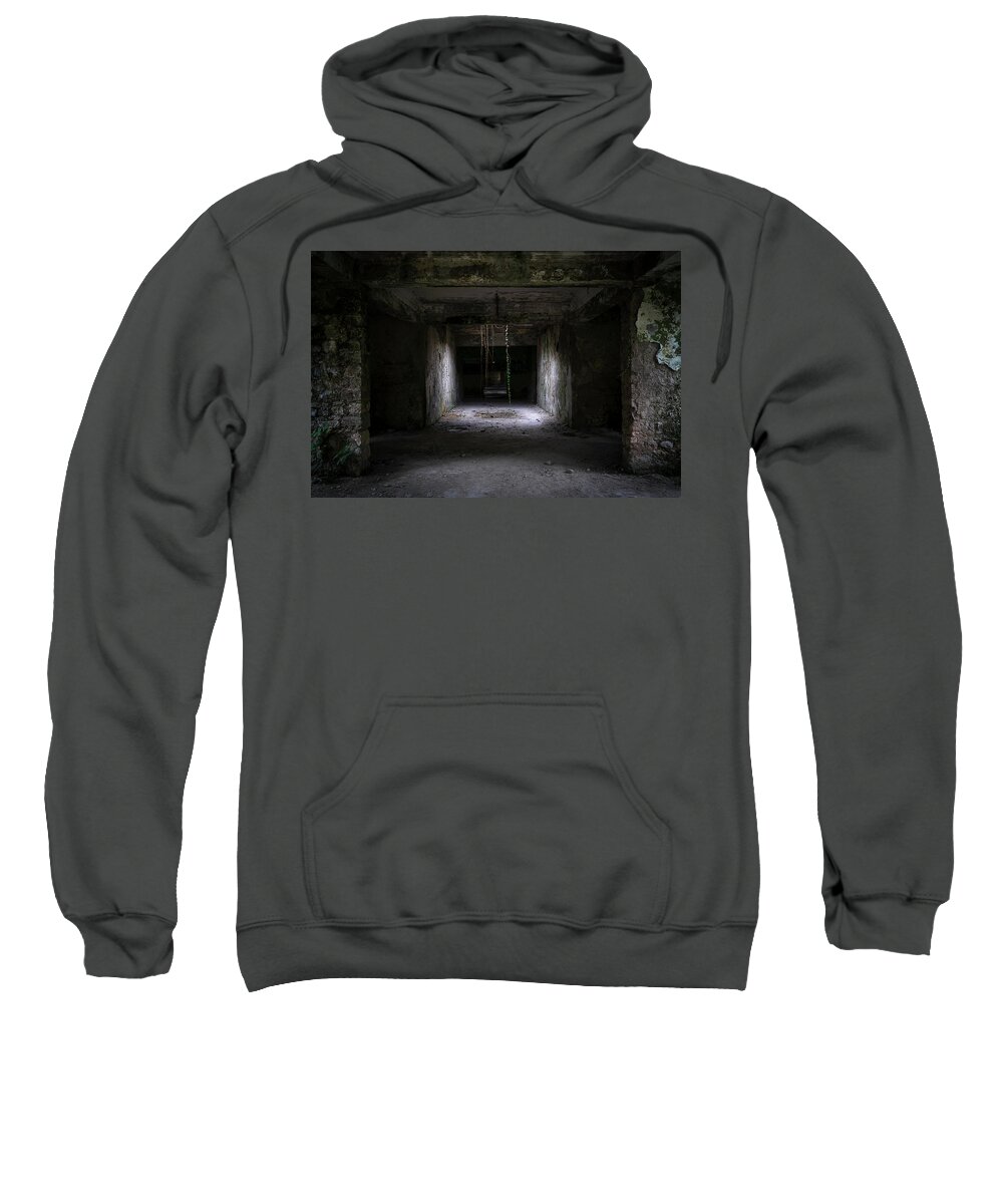 Urban Sweatshirt featuring the photograph Creepy Dark Hallway by Roman Robroek