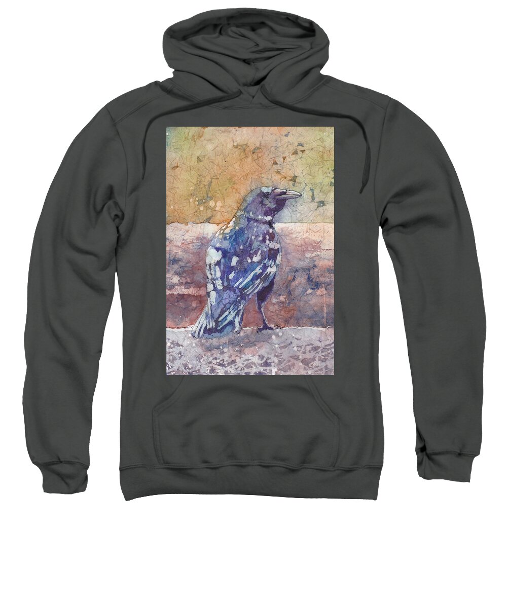 Batik Sweatshirt featuring the painting Crow by Ruth Kamenev