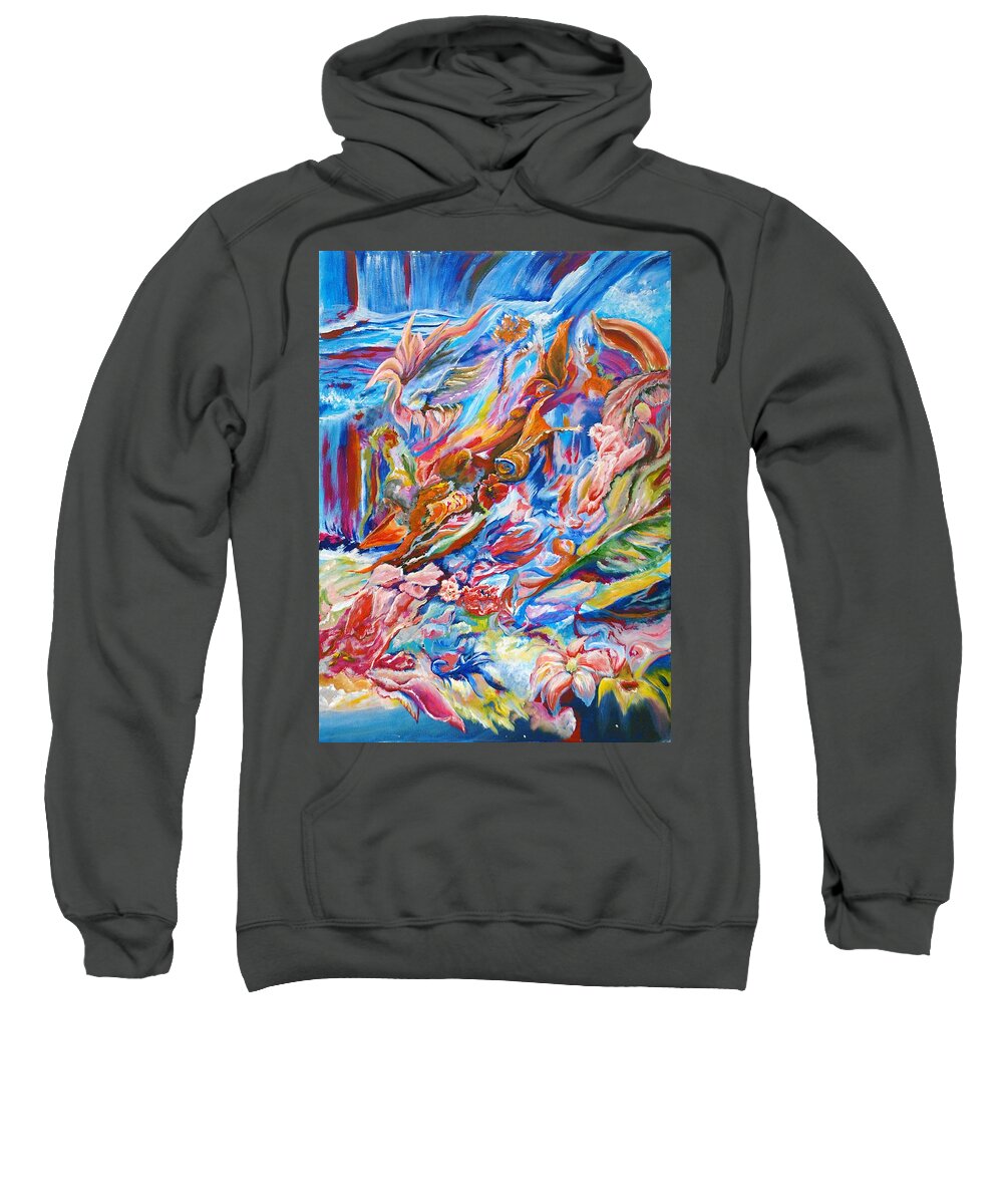 Inspirational Sweatshirt featuring the painting Dancing Flowers by Medea Ioseliani