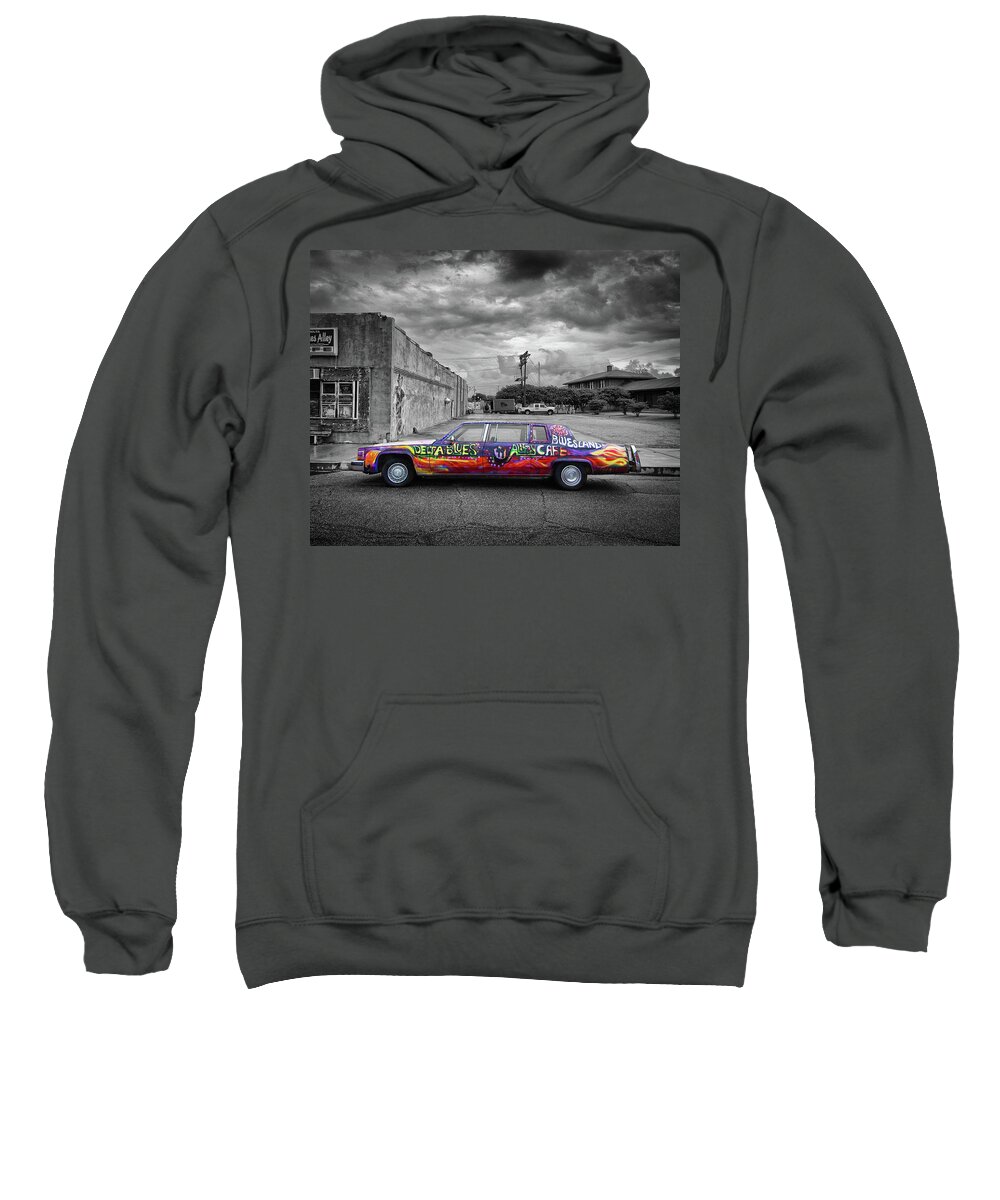 Clarsdale Sweatshirt featuring the photograph Delta Blues Limo by Jim Mathis