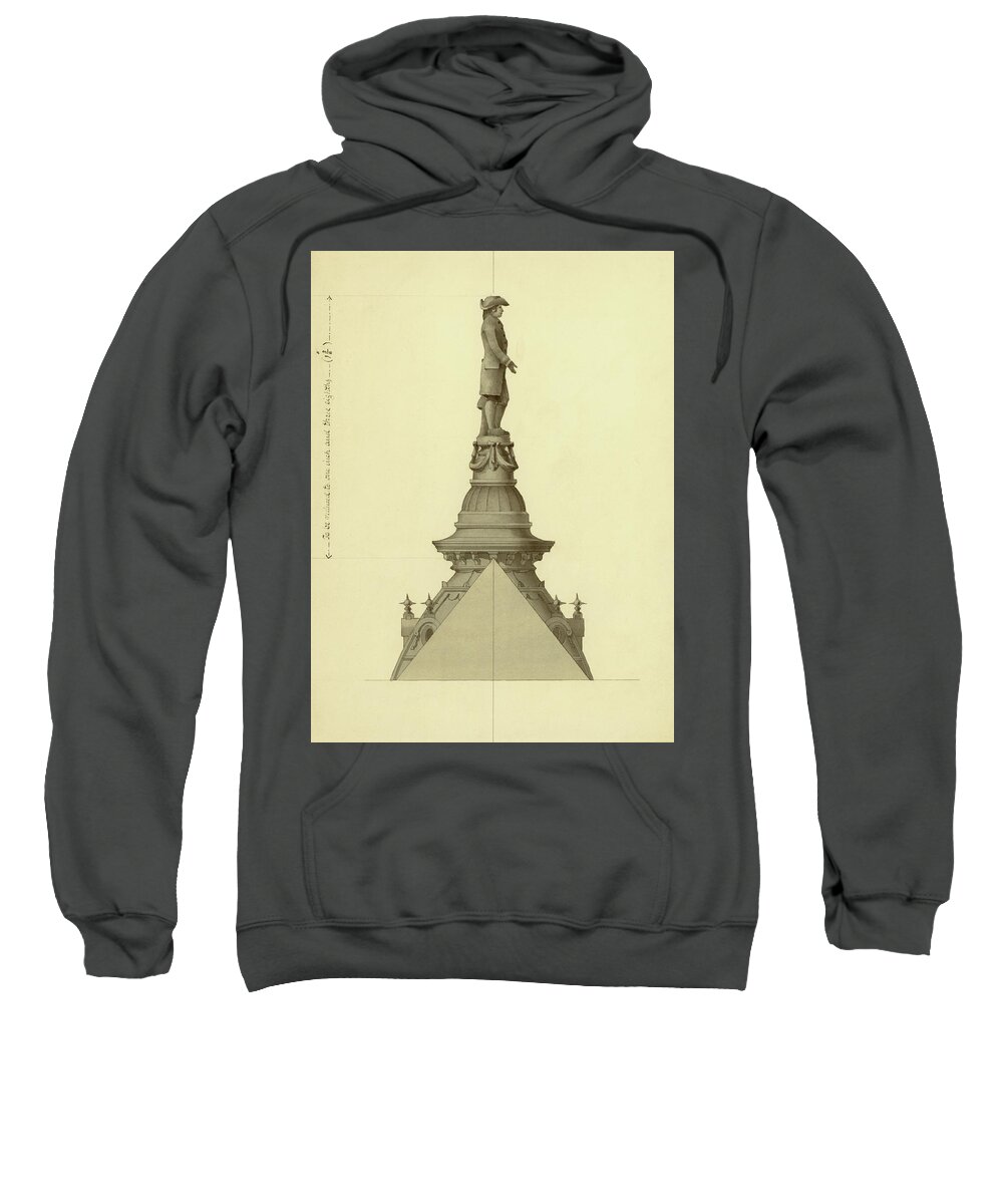 Thomas Ustick Walter Sweatshirt featuring the drawing Design For City Hall Tower by Thomas Ustick Walter
