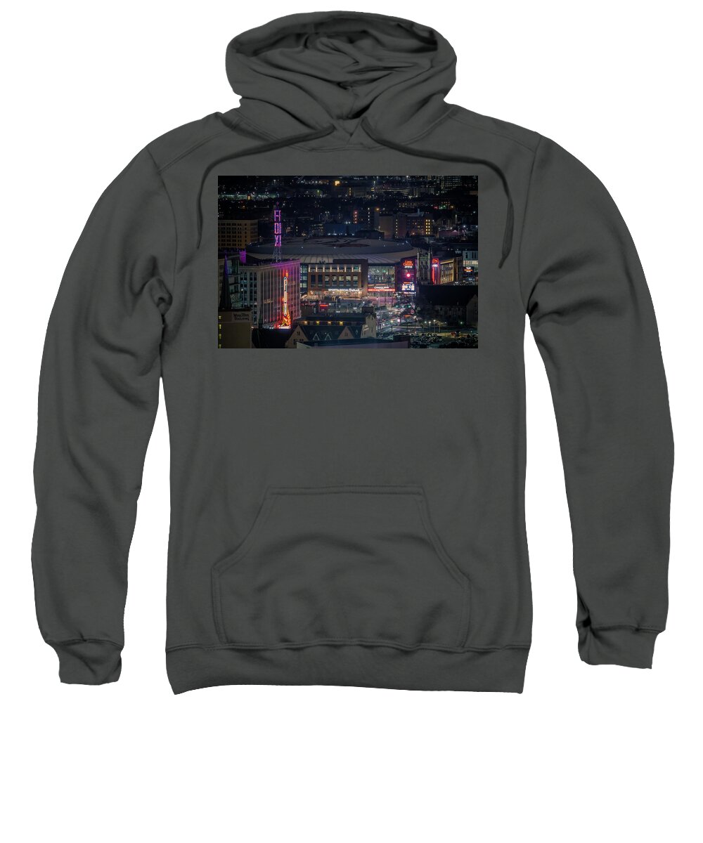 Detroit Sweatshirt featuring the photograph The Fox Theatre and Little Caesars Arena by Jay Smith