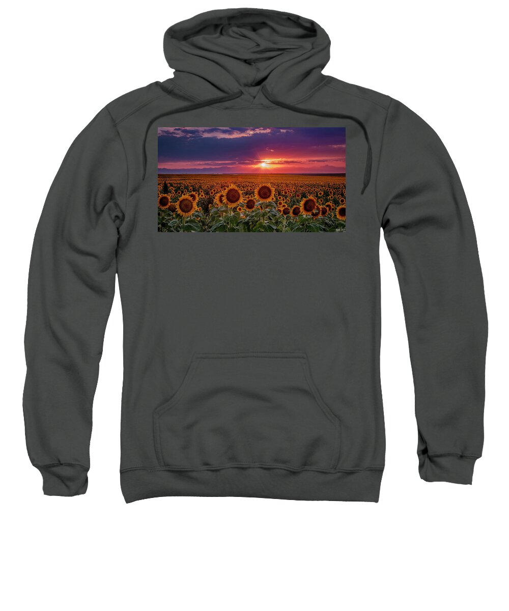 Colorado Sweatshirt featuring the photograph Dramatic Colorful Colorado Sunflower Sunset by Teri Virbickis