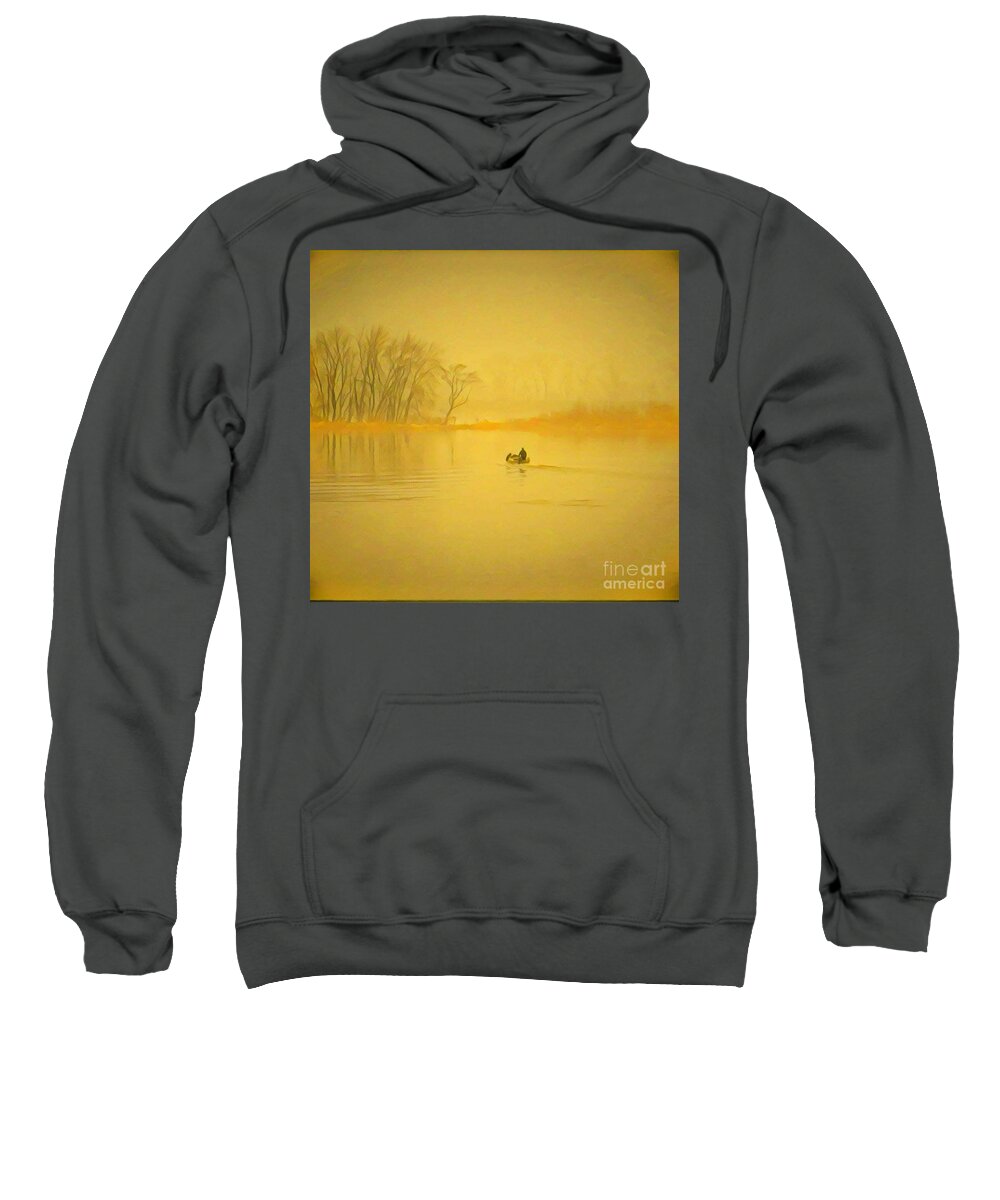 Mississippi River Sweatshirt featuring the painting Early Morning Fisherman by Marilyn Smith