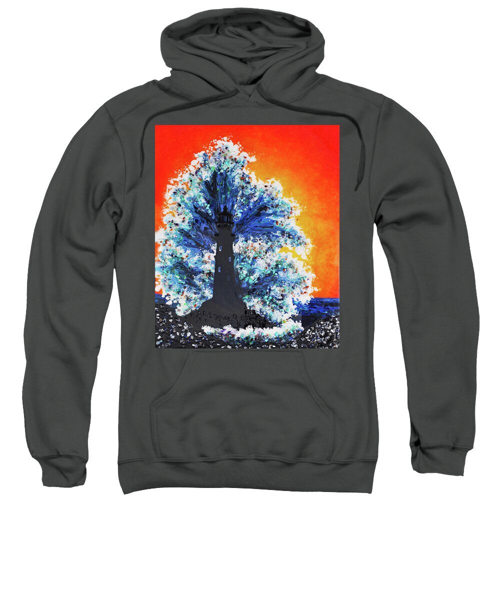 Lighthouse Sweatshirt featuring the mixed media Earth Gems #19W144 by Lori Sutherland