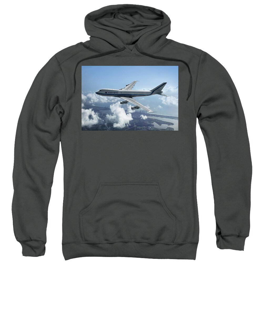 Eastern Airlines Sweatshirt featuring the digital art Eastern Airlines Boeing 747 by Erik Simonsen