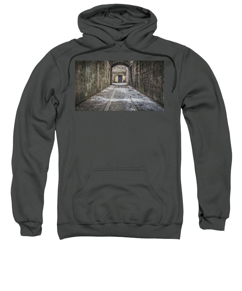 Sandy Hook Sweatshirt featuring the photograph End Of The Tracks by Steve Stanger