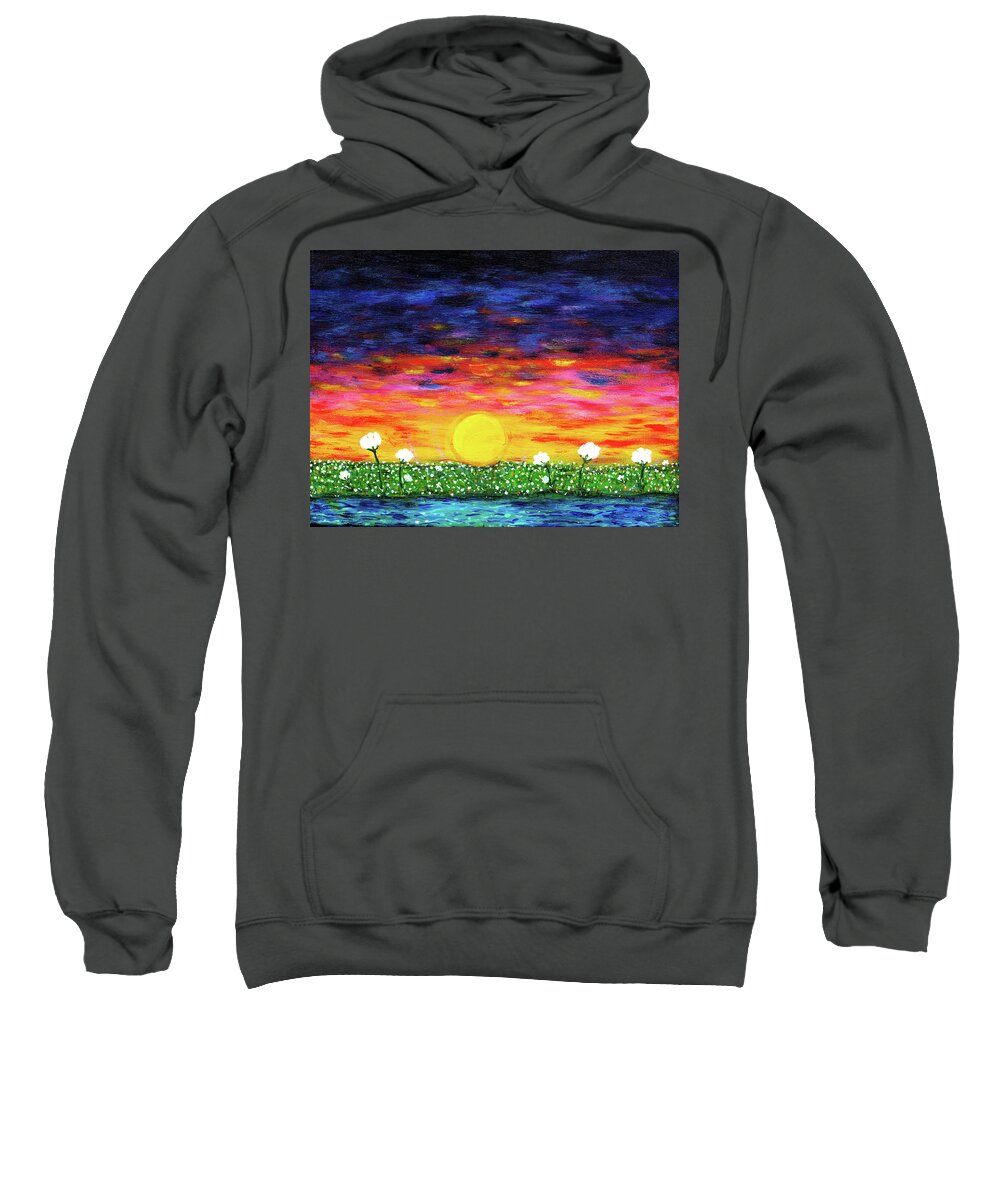 Landscape Sweatshirt featuring the painting Evening Blooms by Meghan Elizabeth