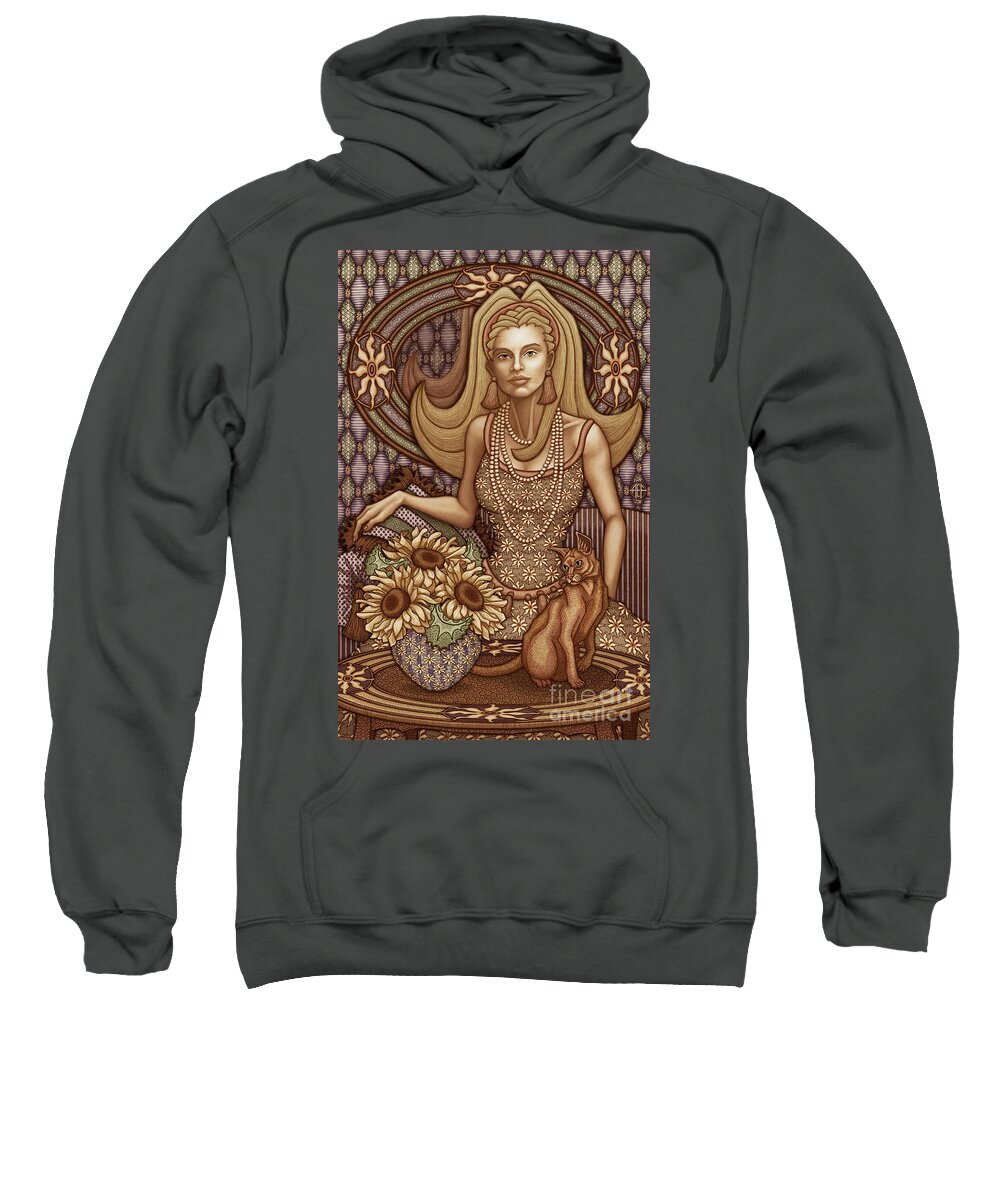 Cat Lady Sweatshirt featuring the mixed media Exalted Beauty Peyton 2019 by Amy E Fraser