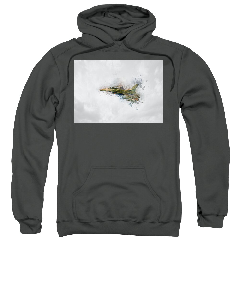 Aircraft Sweatshirt featuring the drawing F16 Fighting Falcon by Ian Mitchell