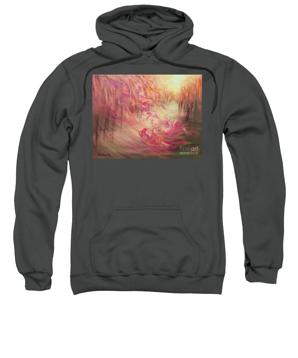 Autumn Sweatshirt featuring the painting Fall Flurry by Yoonhee Ko