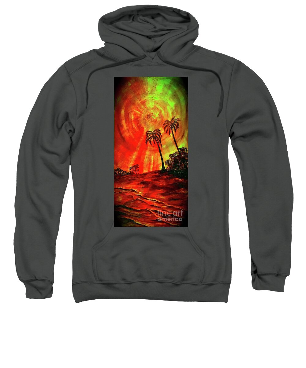 Sunset Beach Sweatshirt featuring the painting Evening of Yellow Sun by Michael Silbaugh