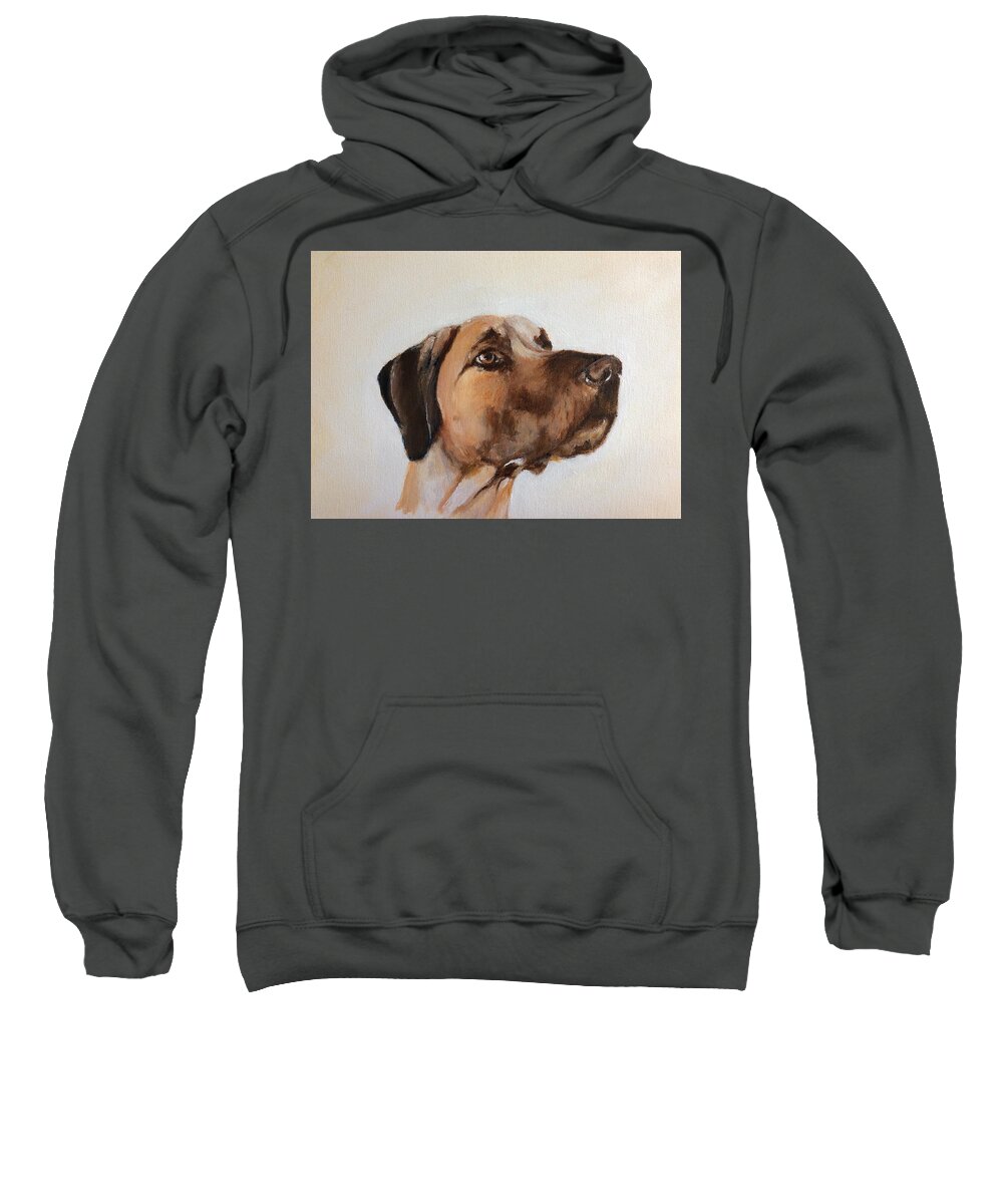 Great Dane Sweatshirt featuring the painting Fiona by Ellen Canfield